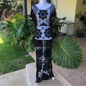 Black Crochet Cover Up - Size M